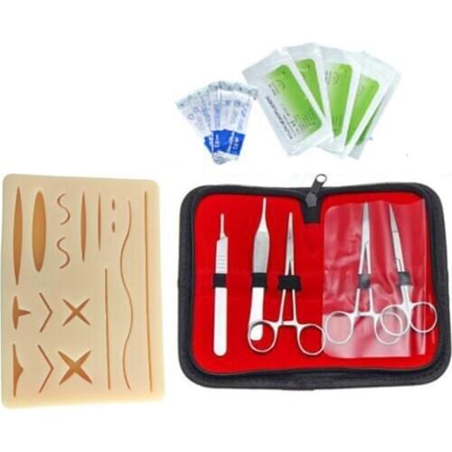 HOT-Skin Suture Practice Silicone Pad with Wound Simulated Training Kit Teaching Equipment Needle Scissors Tool Kit