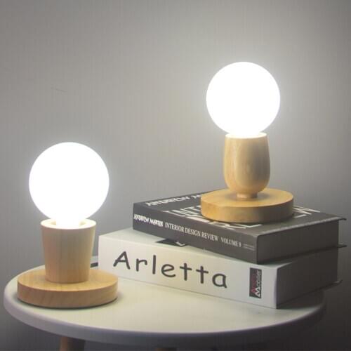 Mini Wooden Desk Lamp For Bedroom Bedside Lamp Girls' Retro Japanese Log Nordic Minimalist Internet-Popular Wood Table Lamp