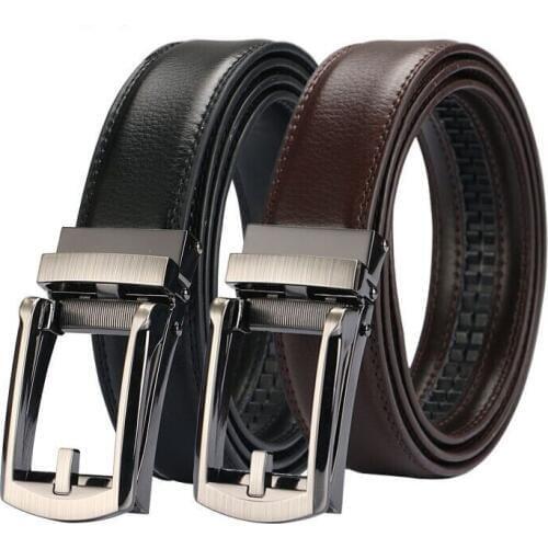 Bycobecy 2020 For Mens New Fashion Classic Retro Leather Drawstring Belt Automatic Buckle Belt Mens Special Belt Check Strap
