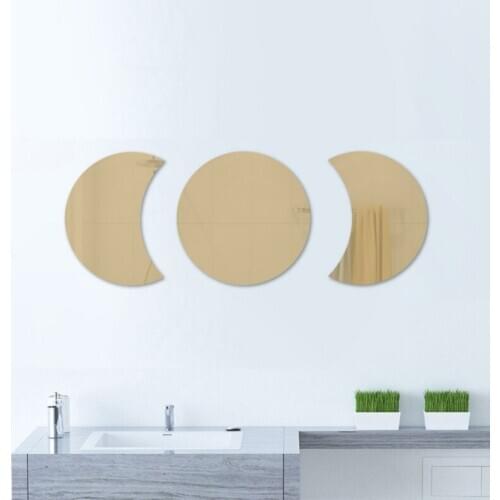 3 Pieces Acrylic Moon Phases Mirror Set Crescent Moon Mirror Wall Art Decor Home Nursery Bedroom