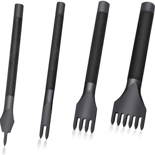 KAOBUY 4Pcs/ set Leather Craft Tool Set Stainless Steel Hole Chisel Graving Stitching Punch Tools Kit 4 size for choose