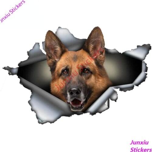 German Shepherd Car Sticker Torn Metal Decal for Bumper Trunk Windshield Decor Pet Dog Scratch-Proof Exterior Decal PVC13x9cm
