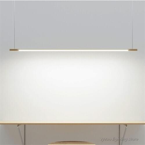 Nordic Modern Simple Led Pendant Lights Iron Long Strip Restaurant Bar Hanglamp Creative Luxury Brass Dining Room Hanging Llight