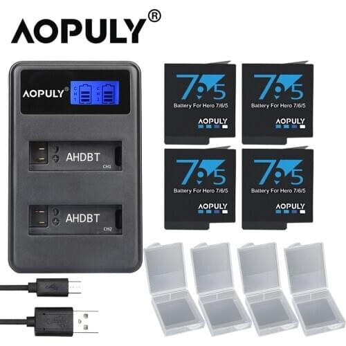 Original Aopuly for GoPro Hero 5 Hero 7 Black Bateria AHDBT 501 Battery for Go Pro Hero 5 6 7 Hero 7 Black Camera Accessories