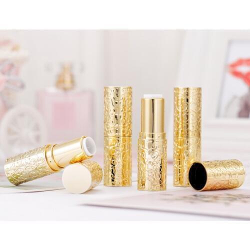 Empty Plastic Golden Lipstick Tube 12.1mm Batom Lips Balm Rouge Protector Packaging Bottles 20pcs/lot