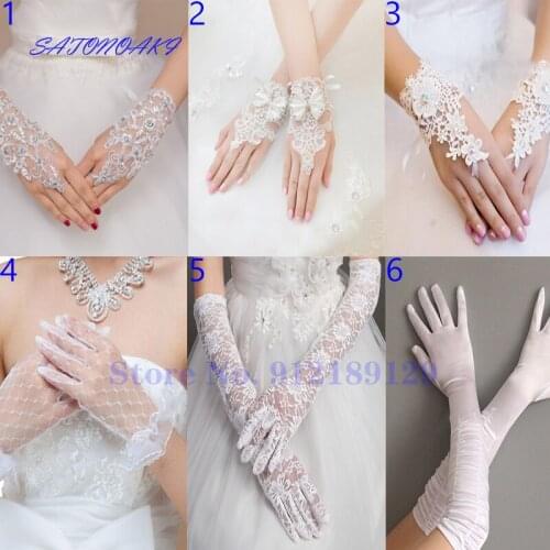 Variety Elegant Bridal Lace Satin Gloves 2021 For Women Wedding Gloves Ivory Bride Accessories Mariage Guantes Veu De Noiva Luva