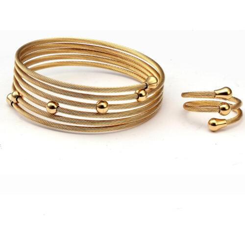 Luxury Stainless Steel Braided Chain Link Fashion Gold Bangles Pulsera Trendy Women Ladies Charm Wrap Party Bracelets