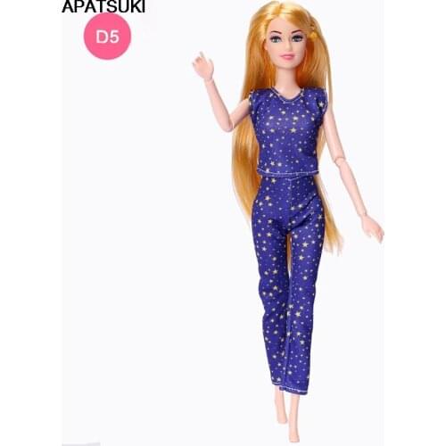 Blue Star Sleeveless Shirt Tops & Pants Trousers For Barbie Doll Outfits Fashion Clothes Kid Baby Dollhouse DIY Toys 1/6