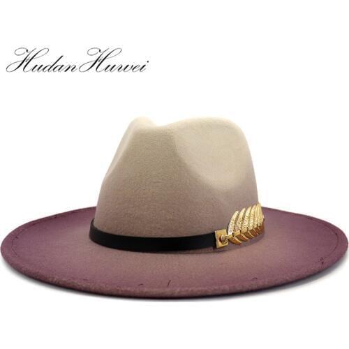 New Painted Caps Woolen Hat Cotton Women Woolen Felt Fedora Couple Flat Brim Mens Fedora Hat