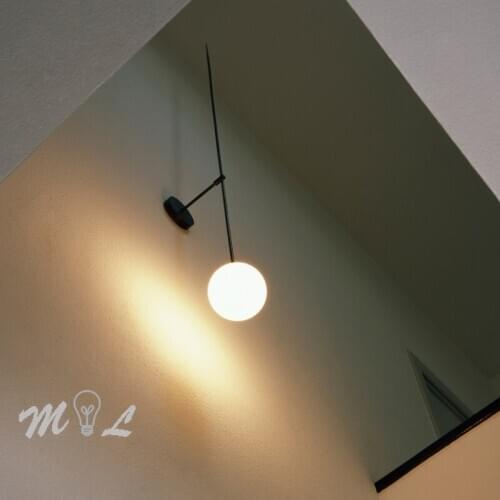 Post Modern Wall Light Fixtures Minimalist Sconces Long Metal Pipe Wall+lamps for Living Room Bathroom Light Led Glass Ball Deco