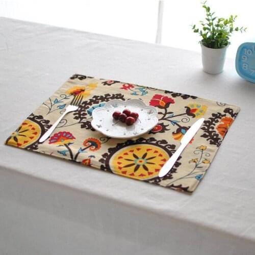 Southeast Asian Placemats Cotton And Linen Cloth Art Western Food Chinese placemats Art Dining Table Potholder Bowl Mat
