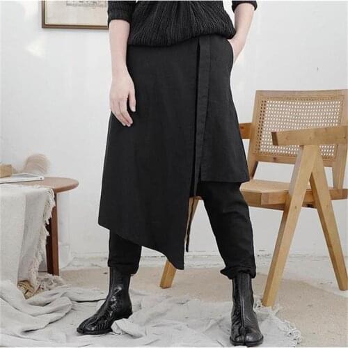 Women spring and autumn new irregular false two design loose large casual asymmetrical radish pants