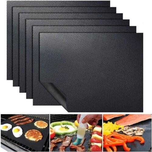 1/2Pcs Non-stick BBQ Grill Mat 40*33cm Baking Mat BBQ Tools Cooking Grilling Sheet Heat Resistance Easily Cleaned Kitchen Tools