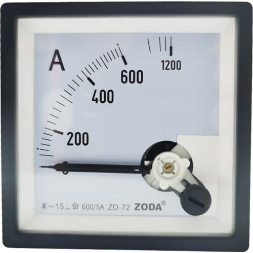 1PC ZD-72-A 50/5A 200/5A 400/5A 600/5A AC Analog Meter Panel AMP Current Ammeter Gauge Use With Transformer 72*72MM Amperimetro