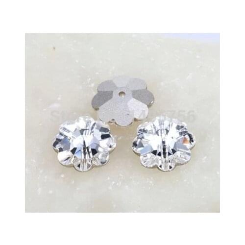 144pcs/Lot Flower Plum Holl Crystal Glass Stone/Sew On Stone Rhinestoneflatback Clear For Garment Accessories Wedding Decoration