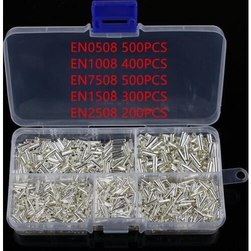 1900pcs/lot Mixed 5 Models Non Insulated Electrical Crimp Cord Wire End Terminal Connector Kit