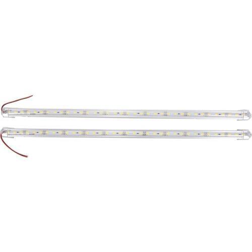 2 Pcs Aluminum Alloy Rigid LED Strip Rod Light Waterproof 12V 50CM white
