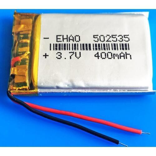 3.7V 400mAh lipo Rechargeable battery polymer lithium for MP3 smart watch GPS DVD bluetooth speaker headset camera 502535