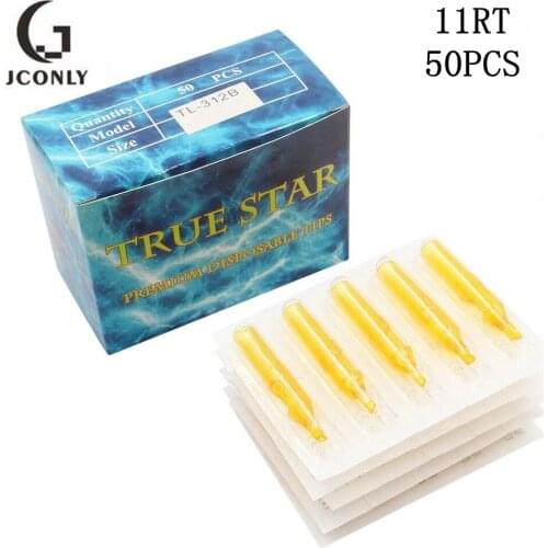 Tattoo Tips 50pcs Assorted Size Tattoo Disposable Tips Tubes for Tattoo Gun Tattoo Needles Flat/Magnum Sterilize Plastic Tips