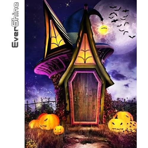 Evershine 5D DIY Diamond Embroidery Halloween New Arrival Diamond Painting House Mosaic Kit Pumpkin Landscape Crafts Gift