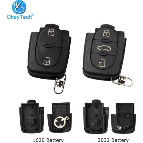 OkeyTech for Audi TT A3 A4 A6 A8 Quattro Car Key Cover Key Chain Shell Case Holder CR1620 CR2032 HAA Flip Folding Blade 2 Button