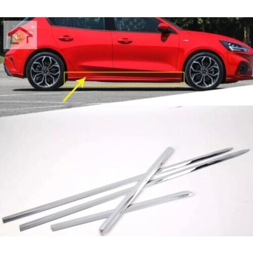 For Ford Focus 2019 2020 Sedan ABS Chrome Side Door Body Molding Line Cover Trim Protector Decoration Exterior Accessories
