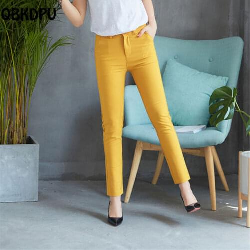 Spring Candy Color Stretch Slim Straight Leg Pants Women Basic Casual Ankle-Length Pencil Pants Large Size Leggings Trousers