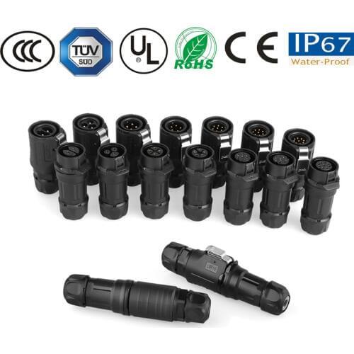 IP67 M16 Connector PBT Material Waterproof 2 pin 3 Pin 4 pin 5 pin 7pin Electrical Connectors cable/wire/panel powercon