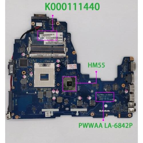 K000111440 PWWAA LA-6842P HM55 DDR3 for Toshiba C660 Notebook Laptop Motherboard Mainboard Tested
