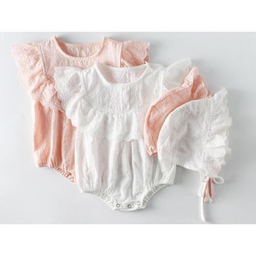Newborn Baby Girls Clothes Cotton Lace Princess 2019 Baby Girl Romper Summer Baby Clothes Set With Hat Infant Baby Girl Jumpsuit