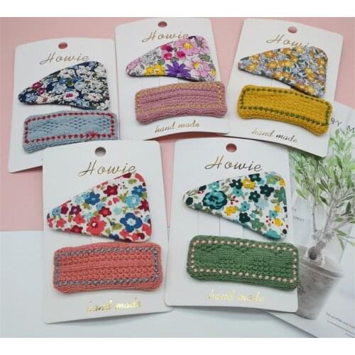 2PCS Korea Sweet Girl Beautiful Colorful Fabric Embroider Flower Hairpin Headwear Fashion Cute Children BB Clip Hair Accessories