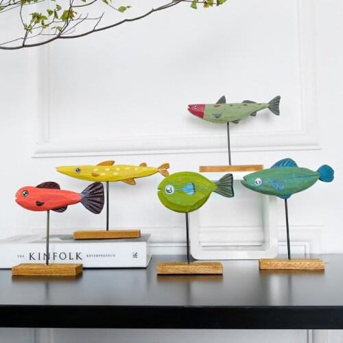 Creative Personality Cartoon Wooden Animal Decoration Children Room Decoration Milk Tea Shop Fast Food Shelf Fish Decoration