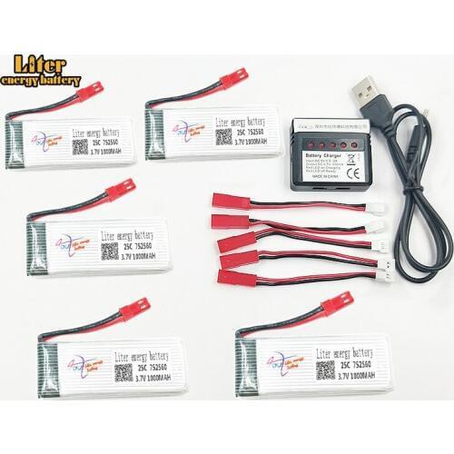 3.7V 1000mah 752560 30c LiPo Battery For 8807 8807W Rc Quadcopter Spare Parts 4in1 Balance Charger Accessories Rc Drones