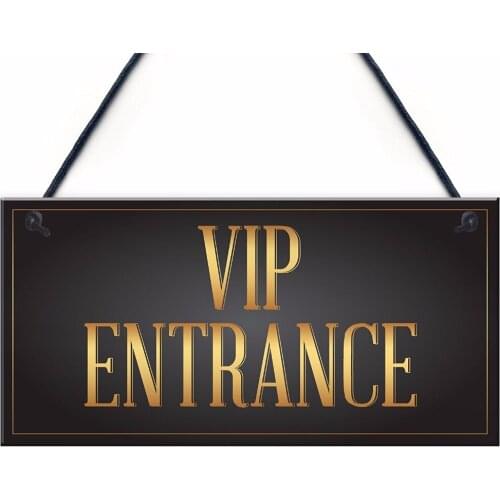 Meijiafei VIP ENTRANCE Party Awards Night Bar Hanging Wall Plaque Party Decoration Sign Man Cave Sign 10" x 5"