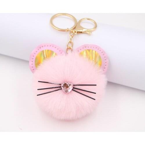Cute Cat Beard Hair Ball Keychain Pendant Cute Cartoon Wild Chinese Student School Bag Ladies Handbag Mobile Phone Ornaments