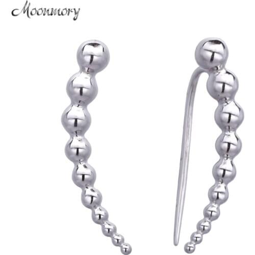 Moonmory Real 925 Sterling Silver Beads Stud Earring Thread Long Thicker Luxury Fashon Noval Party 2021 Fashion Party Jewelry