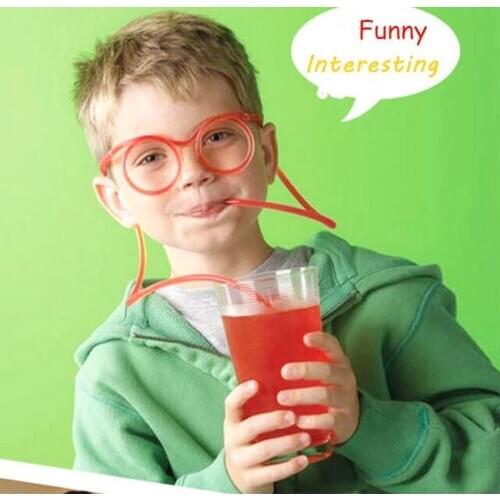 Mr.Strong Funny Soft Glasses Straw Unique Flexible Drinking Tube Kids Party Accessories