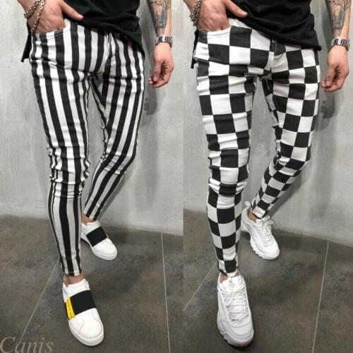 Male Pants Plaid Mens Long Casual Sport Pants Slim Fit Plaid Trousers Running Jogging Trousers For Men 2020 Sweatpants Overalls