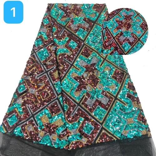 Latest African Lace Fabric 2021 Womens High Quality Lace Embroidery French Nigeria Mesh Sequin Lace Fabric MJ35321