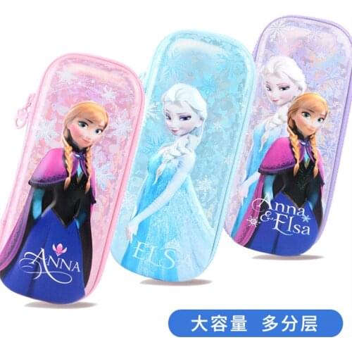 Genuine Disney Frozen Pencil Box Color Snowflake Decoration Pencil Box Double Layer Cute 3D Large Capacity School Supplies Gift