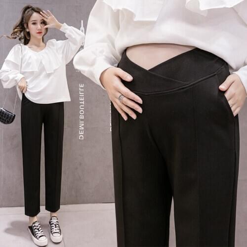 2020 Autumn Maternity Pants New Casual Fashion Solid Suit Pants for Occupation Pregnant Maternity Straight-leg Work Trousers