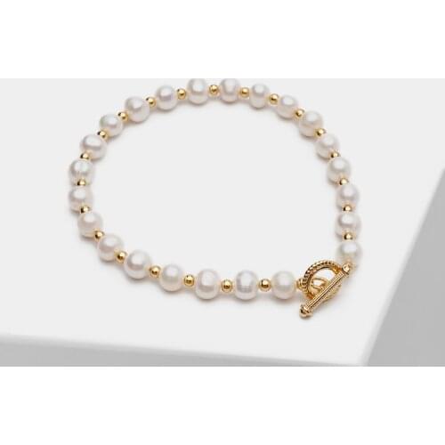 P23 Amorita Fashion Handmade Natural Pearl Bracelet For Women Gift Fine Jewelry Beads Bangle