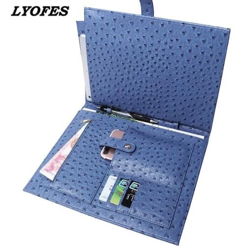 File Folders Fashion Business Briefcase Embrossed Ostrich Pattern New Large Capacity Laptop Briefcase Top Quality Document Bag