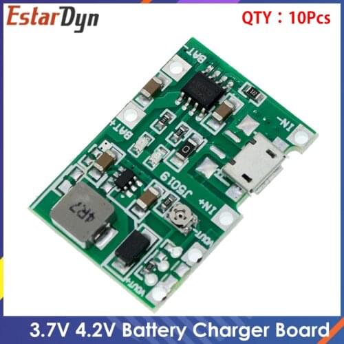 10pcs 3.7V 4.2V Lithium Li-ion 18650 Battery Charger Board DC-DC Step Up Boost Lithium Battery Charging Step-Up Board Module
