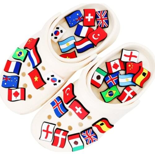 Shoe Charms Shoe Accessories Decorations Russia Korea Brazil Etc National flag banner national emblem Jibz Kids Xmas Party Gifts
