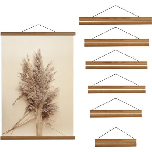 Natural Magnetic Wooden Frame Poster Hanger Photo Frame Poster and Prints White Wood Wall Hanging Wall Painting Home Room Decor