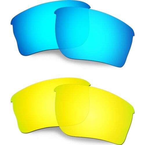HKUCO Polarized Replacement Lenses For Quarter Jacket Sunglasses Blue/Gold 2 Pairs