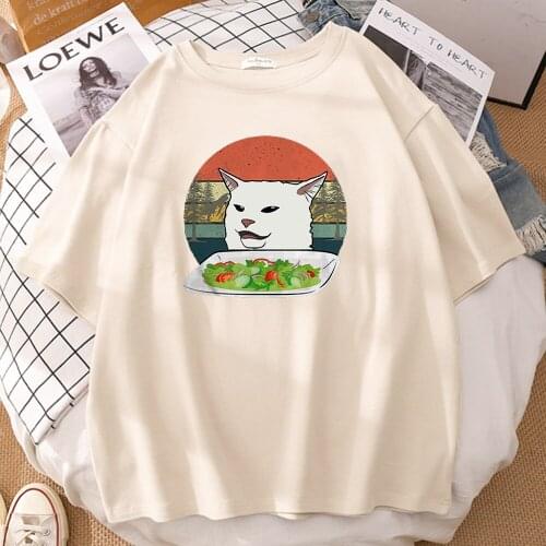 Picky Eater White Kitten Prints Men T Shirt Sports Casual Summer T Shirt Hip Hop Casual Short Sleeved Retro o-neck Mans Tshirts