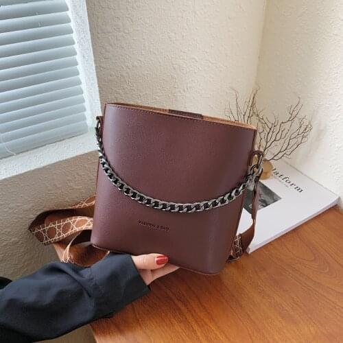 Cross-border Retro Letters Simple Bucket Bag2021new Autumn Fashion Ladies Luxury High-quality Chain Handbag Casual Messenger Bag