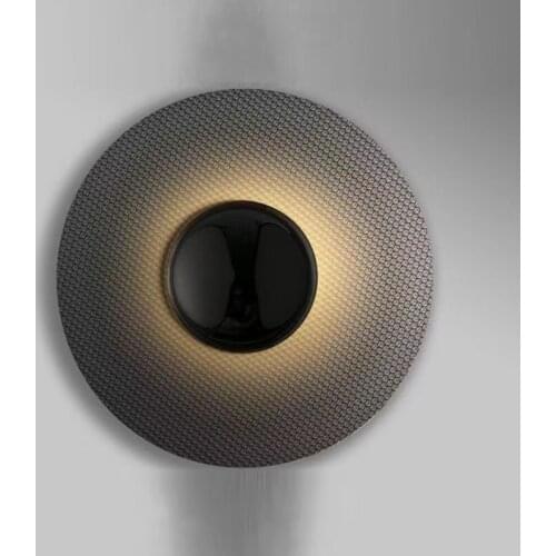 Simple living room decoration Nordic creative bedroom bedside model room designer black grid background wall lamp